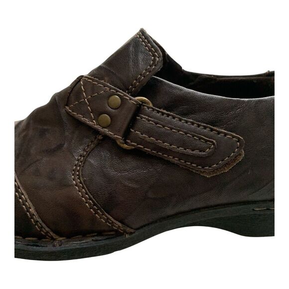 Clarks Brown Leather Shoes Womens 8.5 M Distressed Round Toe Cushioned Comfort - Picture 5 of 16